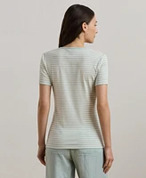 Lauren Ralph Women's Striped Stretch Cotton Crewneck Tee, Regular & Petite