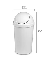 Sterilite 10838006 3 Gallon Round Swing Top Plastic Wastebasket, White (6 Pack)