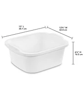 Sterilite 12 Quart Durable Reinforced Plastic Kitchen Dishpan w/ Handles, 8 Pack