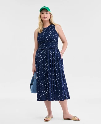 On 34th Women's Woven Printed Smocked Sleeveless Midi Dress, Exclusively at Macy's