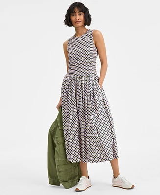 On 34th Women's Woven Printed Smocked Sleeveless Midi Dress, Exclusively at Macy's