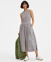 On 34th Women's Woven Printed Smocked Sleeveless Midi Dress, Exclusively at Macy's
