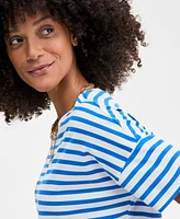 On 34th Women's Knit Easy Short-Sleeve Striped T-Shirt, Exclusively at Macy's