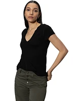 Sanctuary Women's The New Girl Split-Neck Short-Sleeve T-Shirt