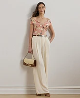 Lauren Ralph Women's Floral Twist-Front Off-the-Shoulder Top