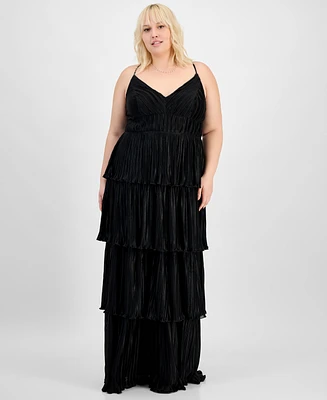 Emerald Sundae Trendy Plus Pleated Tiered Gown