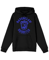 Harry Potter Men's Ravenclaw Quidditch Crest Long Sleeve Black Adult Hooded Sweatshirt-3XL