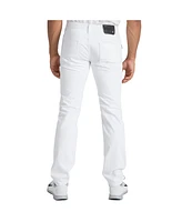 Level 7 Men's Slim Straight Distressed Mended Premium Cargo White Jeans