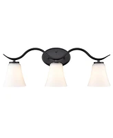 Moose Baldo Farmhouse Black Bathroom Vanity Light Fixture with Milk Glass Shade 3-Light