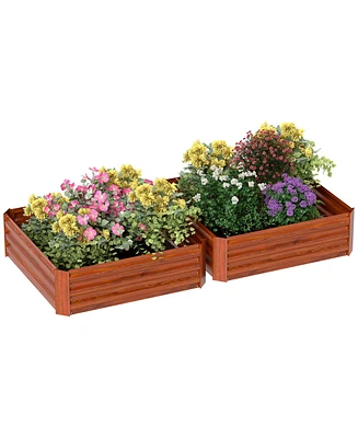 Outsunny Set of 2 Raised Garden Bed Galvanized Planter Box,