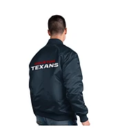 Starter Men's Navy Houston Texans Exclusive Satin Full-Snap Varsity Jacket