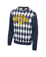 Colosseum Men's Navy Michigan Wolverines the Dealio Argyle Pullover Sweatshirt