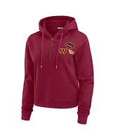 Wear by Erin Andrews Women's Burgundy Washington Commanders Waffle Hoodie Pullover Top