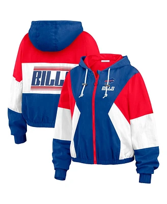 Wear by Erin Andrews Women's Royal/Red Buffalo Bills Plus Size Color Block Full-Zip Windbreaker Jacket