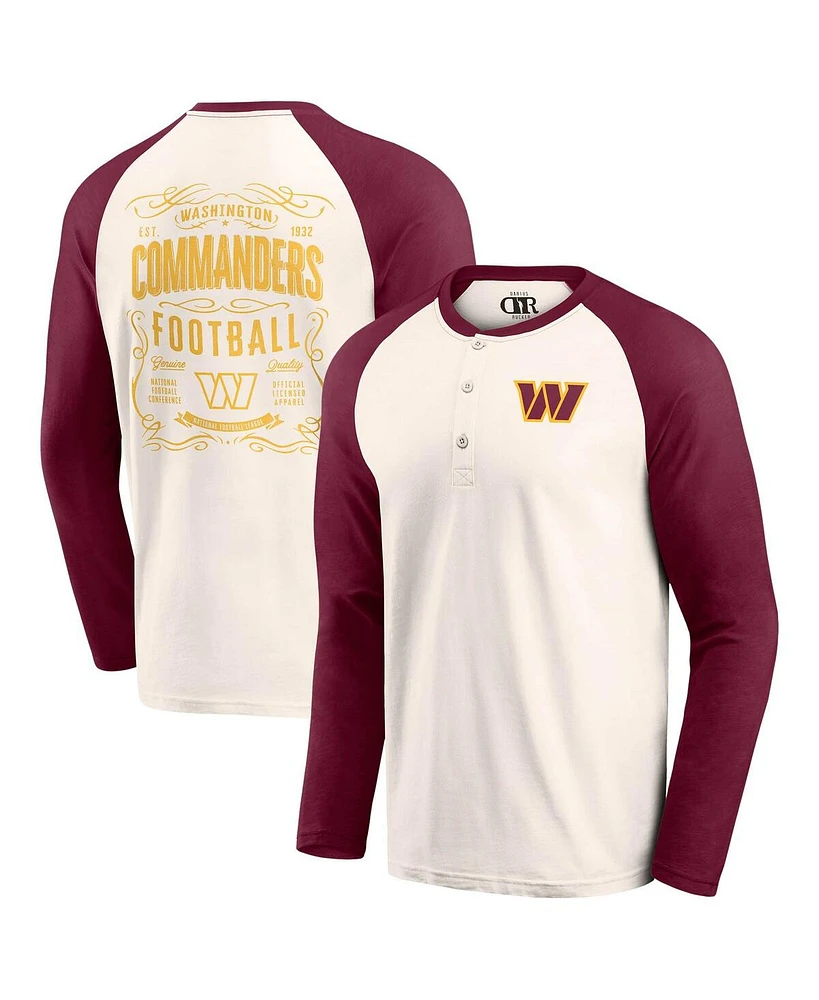 Darius Rucker Collection by Fanatics Men's Cream/Burgundy Washington Commanders Raglan Henley T-Shirt