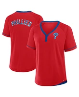 Fanatics Women's Red Philadelphia Phillies League Diva Star Raglan V-Neck T-Shirt