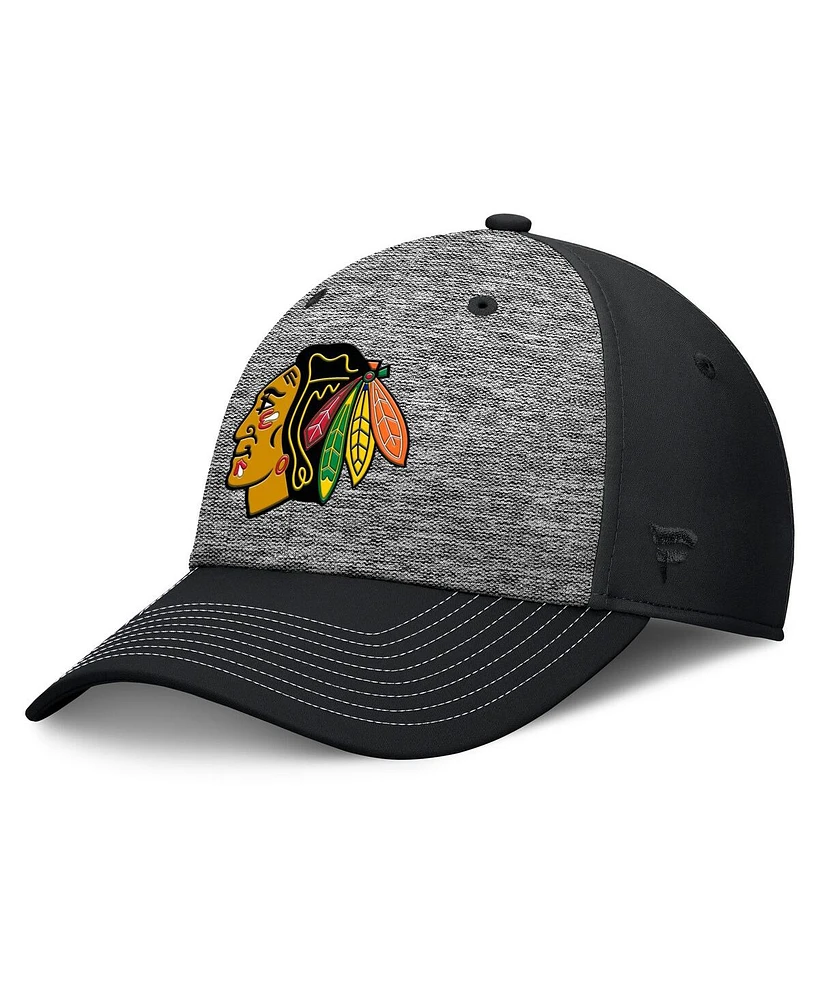 Fanatics Men's Gray/Black Chicago Blackhawks Fundamental Top Shelf 2-Tone Flex Hat