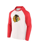 Fanatics Men's White Chicago Blackhawks Winger Raglan Pullover Hoodie