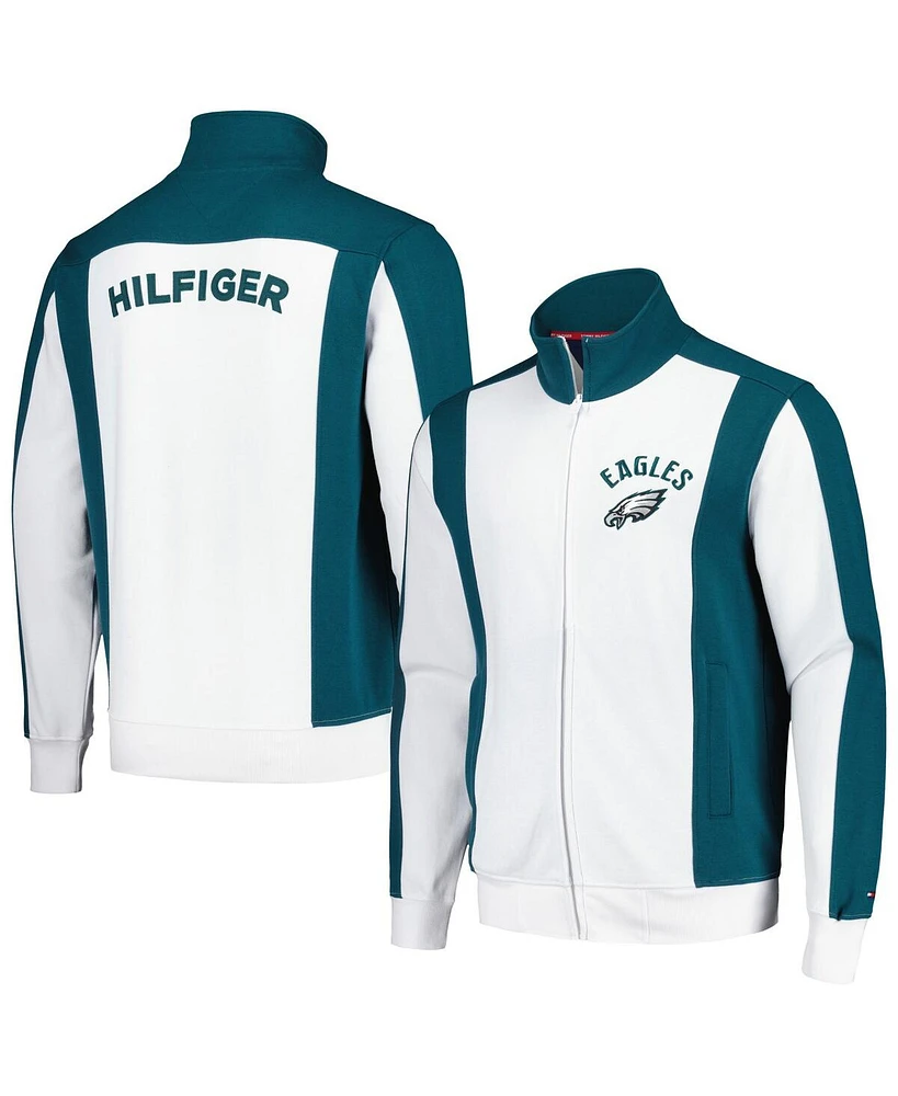 Tommy Hilfiger Men's White/Midnight Green Philadelphia Eagles Nolan Full-Zip Track Jacket