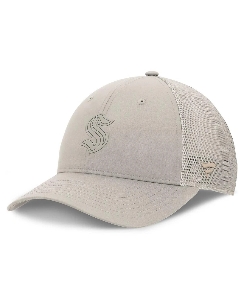 Fanatics Women's Tan Seattle Kraken Authentic Pro Road Trucker Adjustable Hat