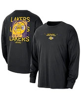 Nike Men's Black Los Angeles Lakers Courtside Oversized Long Sleeve T-Shirt