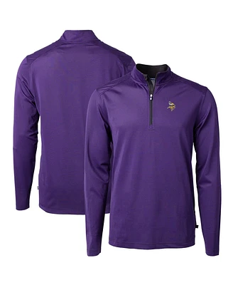 Cutter & Buck Men's Purple/Black Minnesota Vikings Virtue Pique Micro Stripe Quarter-Zip Pullover Top