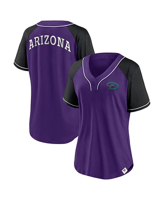 Fanatics Women's Purple Arizona Diamondbacks Bunt Raglan V-Neck T-Shirt