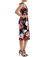 Donna Ricco Women's Floral-Print Twist-Front Sheath Dress