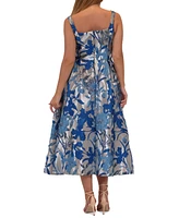 Donna Ricco Women's Floral Jacquard Midi Dress