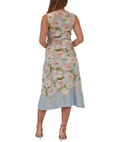 Donna Ricco Women's Floral-Print Jacquard Knit Midi Dress