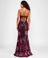 City Studios Juniors' Sequin Embellished V-Neck Sleeveless Gown, Created for Macy's