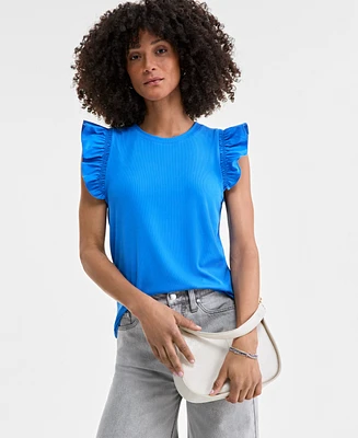 On 34th Women's Ruffle-Sleeve Knit Top, Created for Macy's