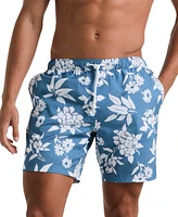 Original Penguin Men's Slim Fit Floral Print Drawstring 7" Swim Trunks