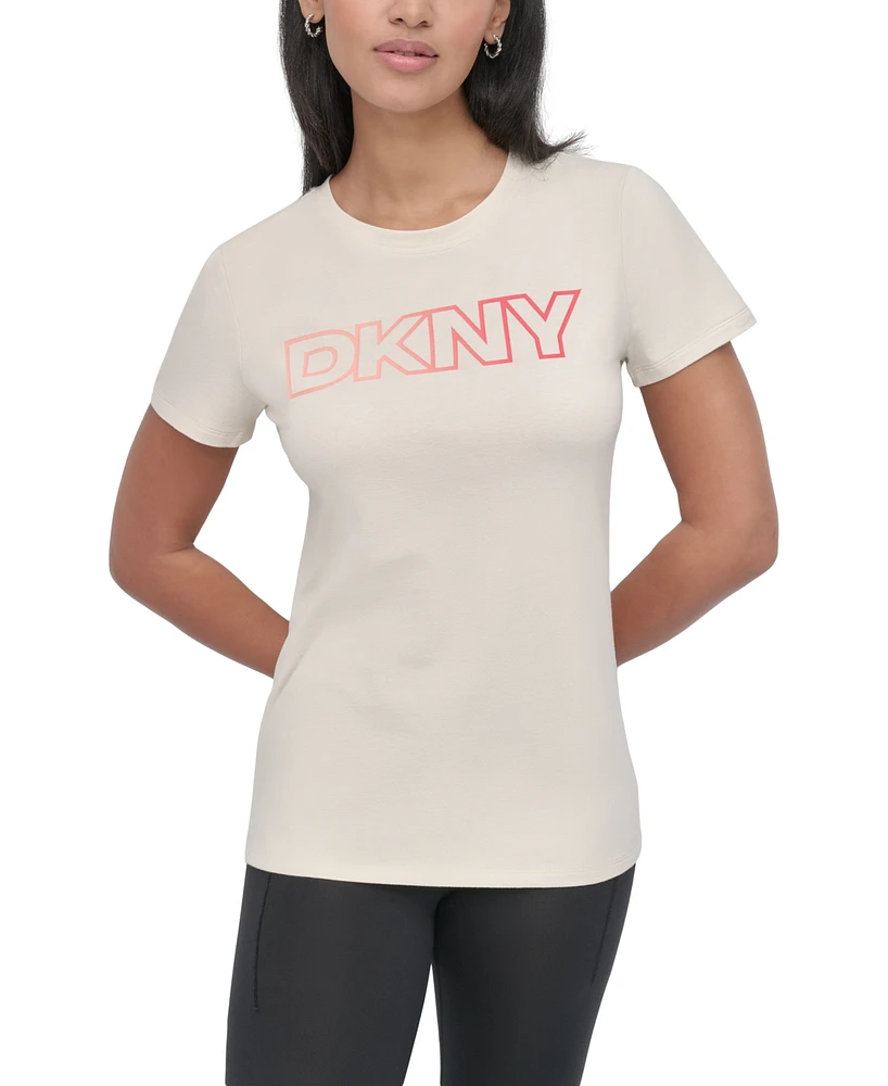 Dkny Sport Women's Ombre Outline-Logo Crewneck T-Shirt