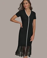 Donna Karan New York Women's Mixed-Media Midi Dress