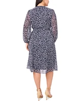 Msk Plus Printed Pintucked Midi Dress