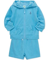 Little Me Baby Boys 2-Pc. Hoodie & Shorts Swim Cover-Up Set