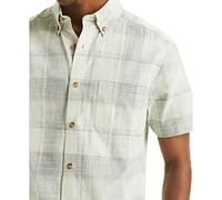 Nautica Men's Short Sleeve Button-Down Plaid Oxford Shirt
