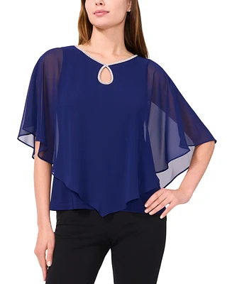 Msk Women's Rhinestone Overlay Top