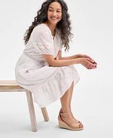 Style & Co Women's Cotton Eyelet Ruffled Midi Dress, Exclusively at Macy's