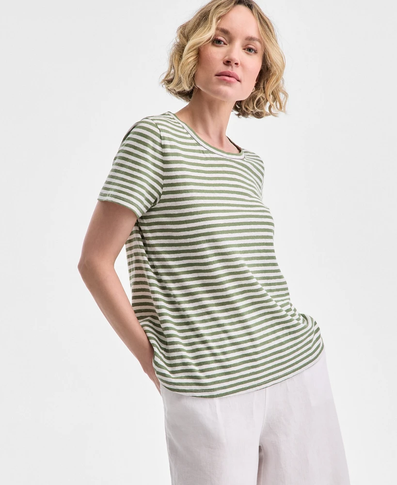 Charter Club Women's Striped Crewneck Short-Sleeve Top, Exclusively at Macy's