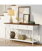 Tribesigns 70.8" Console Table with 3 Drawers, Farmhouse Entryway Table with Storage Shelf, Narrow Long Sofa Foyer Table for Entryway, Hallway
