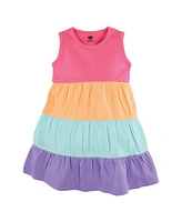 Hudson Baby Toddler, Child Girl Cotton Dresses, Rainbow Stripe