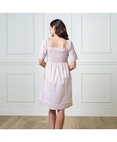 Hope & Henry Women's Organic Bell Sleeve Smocked Dress