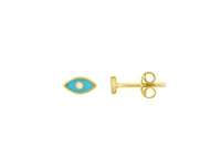 The Lovery Blue Enamel Evil Eye Stud Earrings 14K Gold