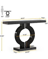 Tribesigns 43-Inch Mirrored Console Table with O-Shaped Base, Modern Entryway Table Glass Sofa Table with Mirror Finish, Rectangle Narrow Accent Foyer