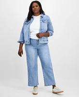 And Now This Trendy Plus Cutwork Button-Front Denim Jacket, Exclusively at Macy's