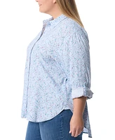 Gloria Vanderbilt Plus Size Amanda Cotton Oversized Floral Shirt