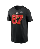 Nike Men's Black Travis Kelce Kansas City Chiefs Super Bowl Lix Patch Player Name Number T-Shirt