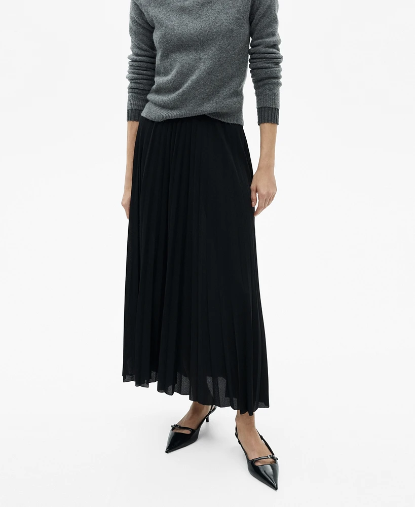 Mango Women's Pleated Long Skirt